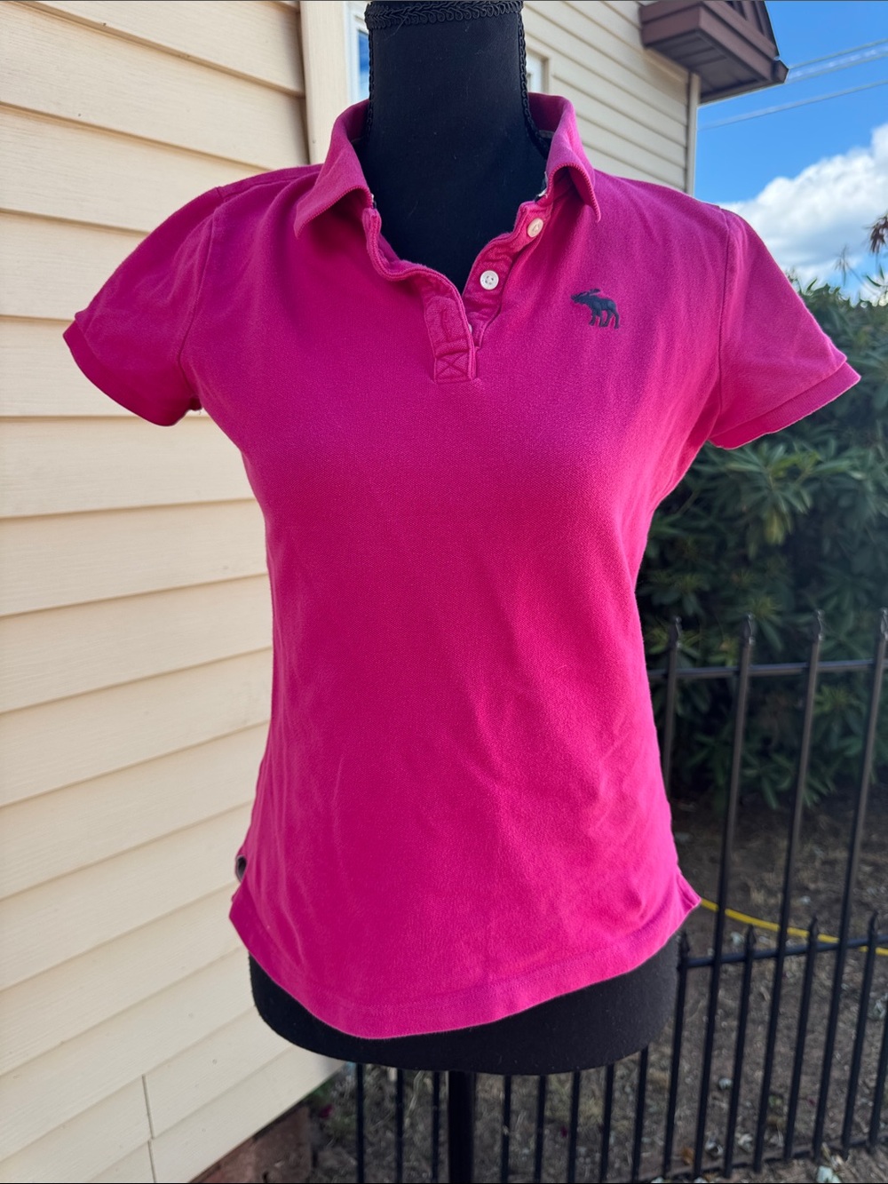 Abercrombie & Fitch Bright Pink Polo with Navy Trim